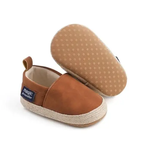 LONSOEN Baby Toddler Boys Girls Loafers Newborn Leather Moccasins Infant First Walking Dress Shoes - 5