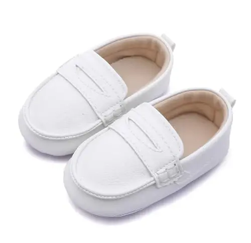 LONSOEN Baby Toddler Boys Girls Loafers Newborn Leather Moccasins Infant First Walking Dress Shoes - 3