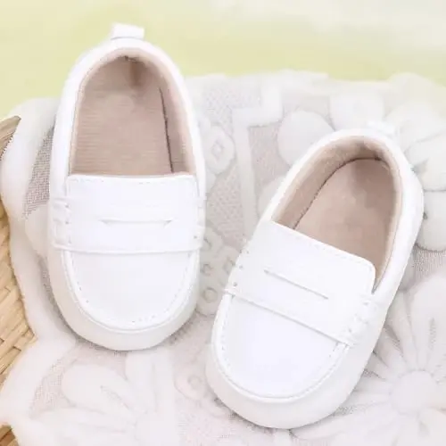 LONSOEN Baby Toddler Boys Girls Loafers Newborn Leather Moccasins Infant First Walking Dress Shoes - 5