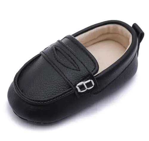 LONSOEN Baby Toddler Boys Girls Loafers Newborn Leather Moccasins Infant First Walking Dress Shoes - LONSOEN