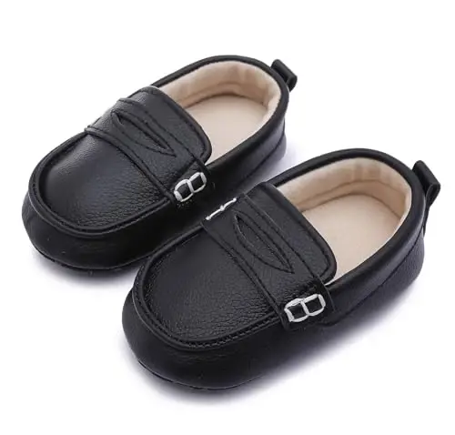 LONSOEN Baby Toddler Boys Girls Loafers Newborn Leather Moccasins Infant First Walking Dress Shoes - LONSOEN (1)