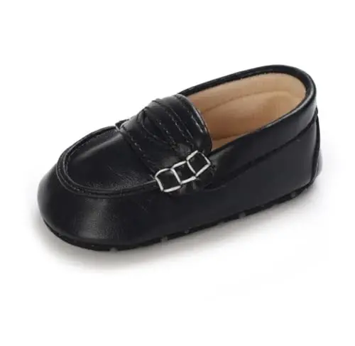 LONSOEN Baby Toddler Boys Girls Loafers Newborn Leather Moccasins Infant First Walking Dress Shoes 