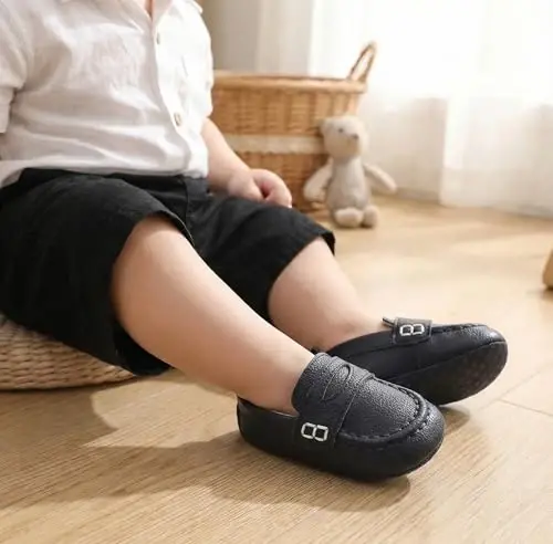 LONSOEN Детские Малыши Мальчики Девочки Мокасины Новорожденные Кожаные Мокасины Младенца Первая Прогулка Платье Обувь - 2