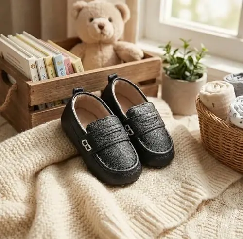 LONSOEN Младенец Малыш Мальчики Девочки Лоферы Новорожденный Кожаные Мокасины Младенец Первая Ходьба Платье Обувь - 3