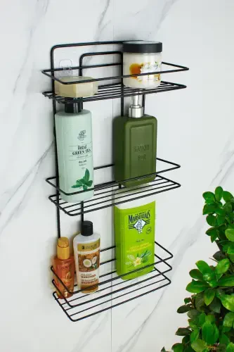 Loofah Hanger Adhesive Stainless Economic Bathroom Corner Organizer Triple Shower Corner Shelf Shampoo Holder - 1