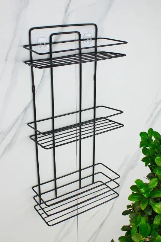 Loofah Hanger Adhesive Stainless Economic Bathroom Corner Organizer Triple Shower Corner Shelf Shampoo Holder - 2