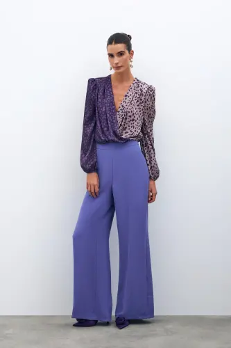 Loose Crepe Pants - PURPLE-PURPLE 
