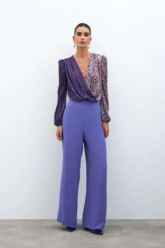 Loose Crepe Pants - PURPLE-PURPLE - 2