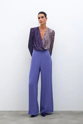 Loose Crepe Pants - PURPLE-PURPLE - 3