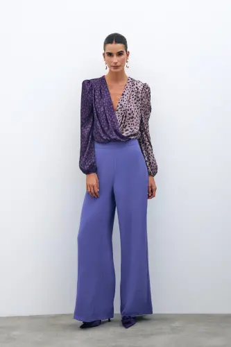 Loose Crepe Pants - PURPLE-PURPLE - 4
