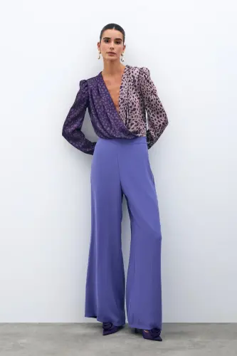 Loose Crepe Pants - PURPLE-PURPLE - 5
