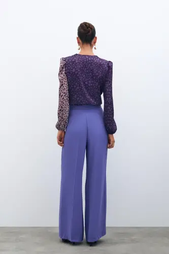 Loose Crepe Pants - PURPLE-PURPLE - 8