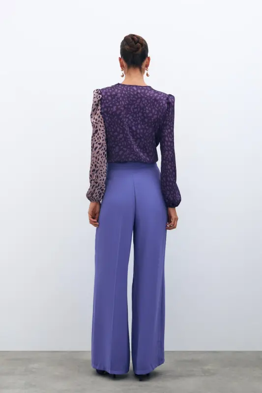 Loose Crepe Pants - PURPLE-PURPLE - 8