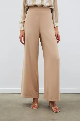 Loose Crepe Trousers - Beige - 4