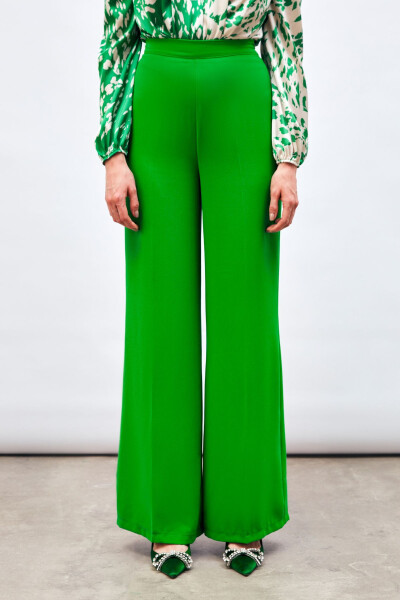 Loose Crepe Trousers - Green - 6