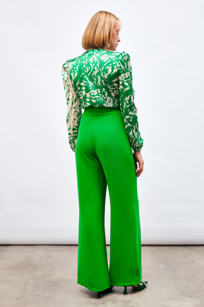 Loose Crepe Trousers - Green - 7