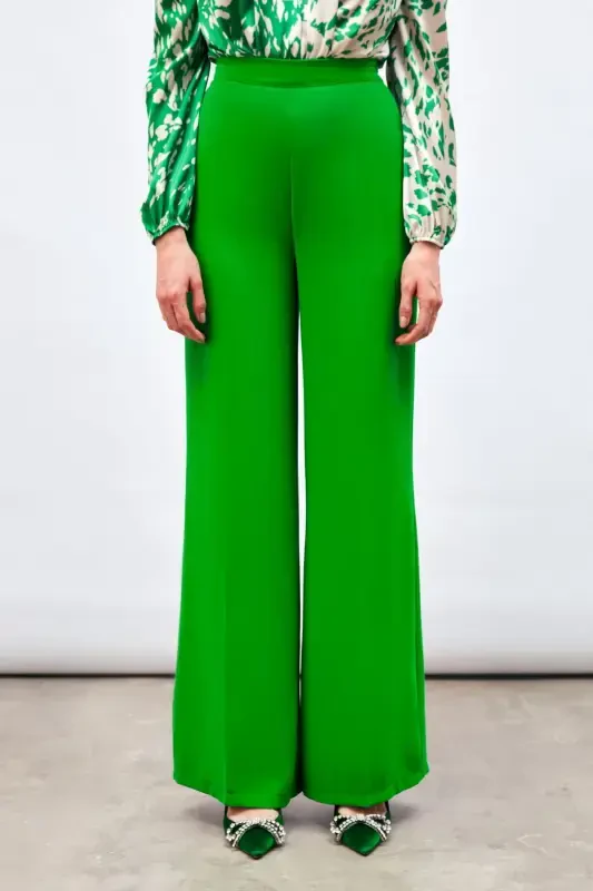 Loose Crepe Trousers - Green - 6