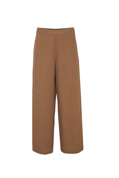 Loose Fit Basic Trousers-Brown - AKER