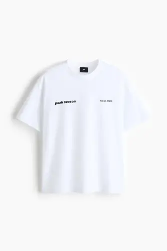 Loose Fit Baskılı Tişört - Beyaz/Peak Season 