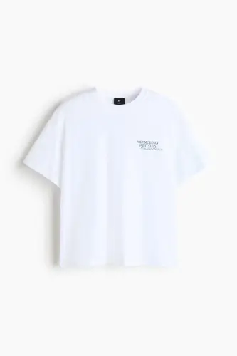 Loose Fit Baskılı Tişört - Beyaz/Port Meridian Yacht Club - 5