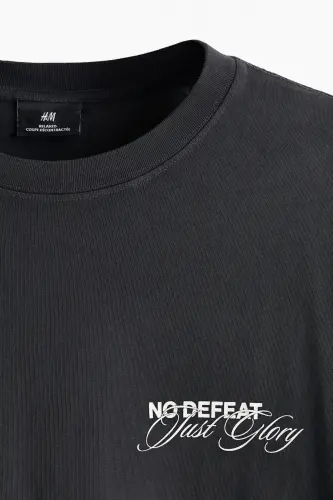 Loose Fit Baskılı Tişört-Koyu gri/No Defeat - H&M (1)