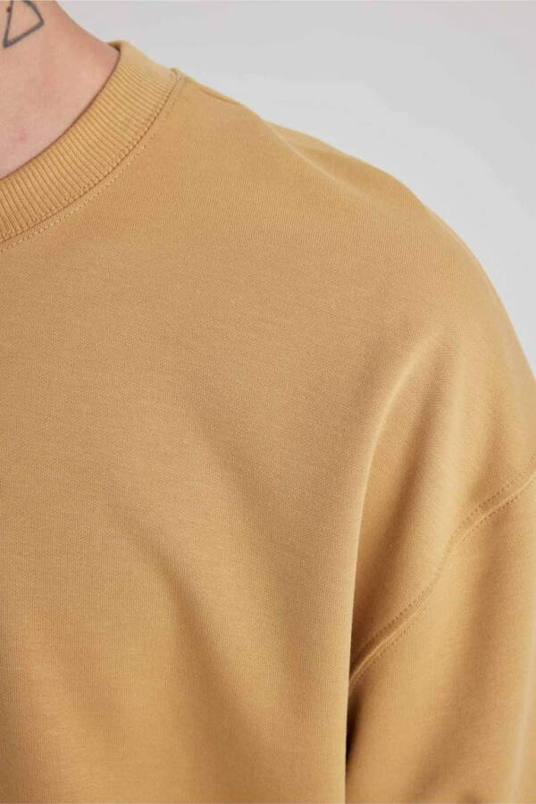 Loose Fit Crew Neck Short Sleeve Heavy Fabric T-Shirt Yellow - 8