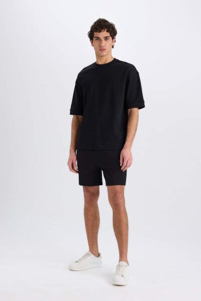 Loose Fit Crew Neck Short Sleeve Heavyweight T-Shirt Black - 2