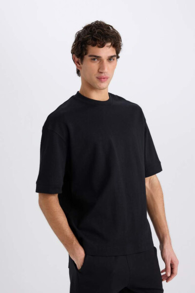 Loose Fit Crew Neck Short Sleeve Heavyweight T-Shirt Black - 4