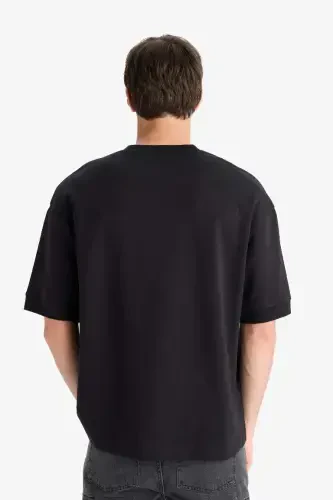 Loose Fit Crew Neck Short Sleeve Heavyweight T-Shirt Black - 6