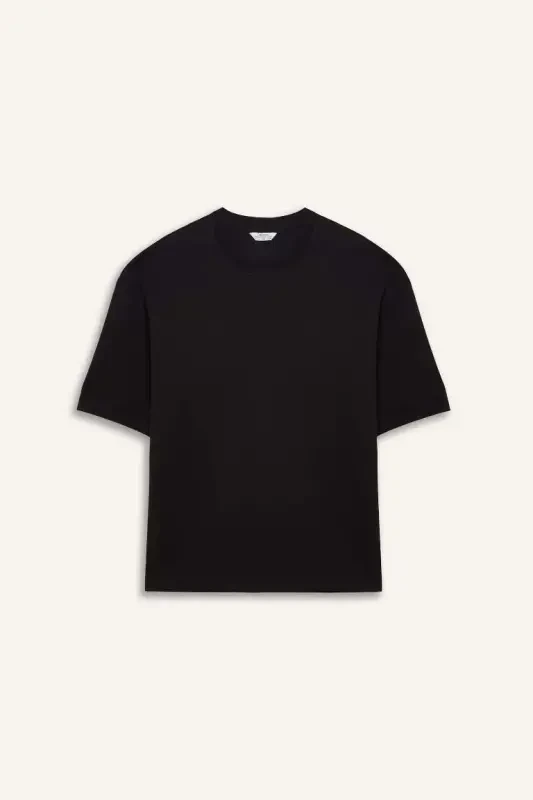 Loose Fit Crew Neck Short Sleeve Heavyweight T-Shirt Black - 7
