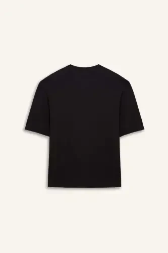 Loose Fit Crew Neck Short Sleeve Heavyweight T-Shirt Black - 9