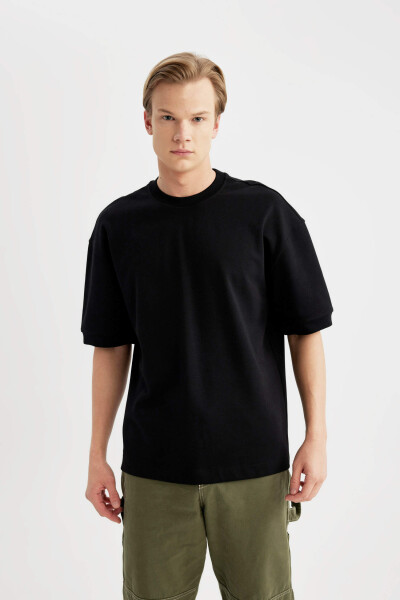 Loose Fit Crew Neck Short Sleeve Heavyweight T-Shirt Black - 9