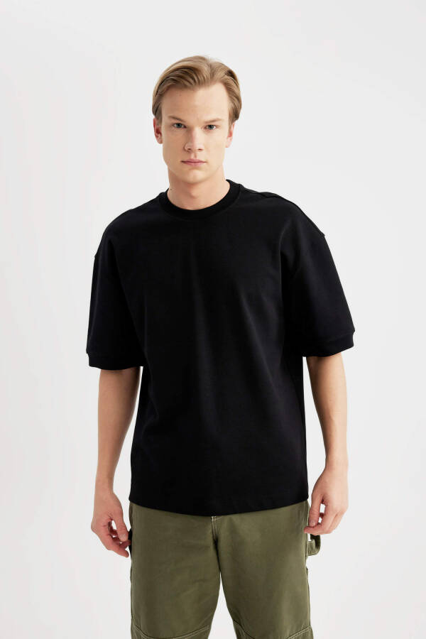 Loose Fit Crew Neck Short Sleeve Heavyweight T-Shirt Black - 9