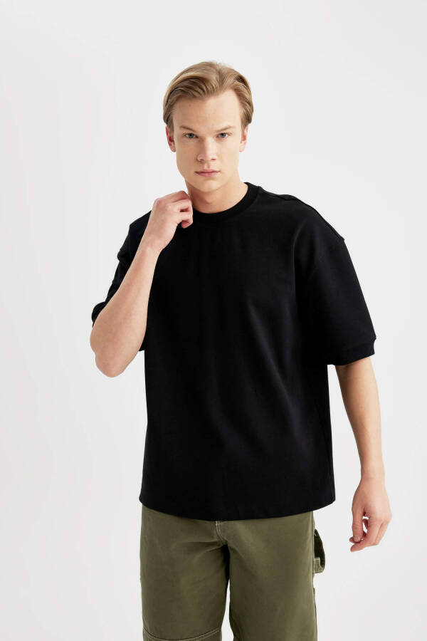 Loose Fit Crew Neck Short Sleeve Heavyweight T-Shirt Black - 10