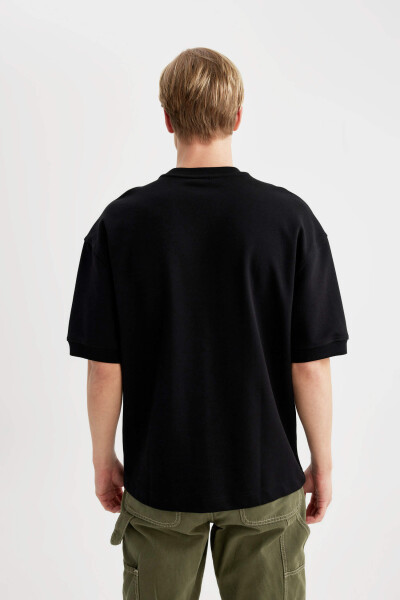 Loose Fit Crew Neck Short Sleeve Heavyweight T-Shirt Black - 12