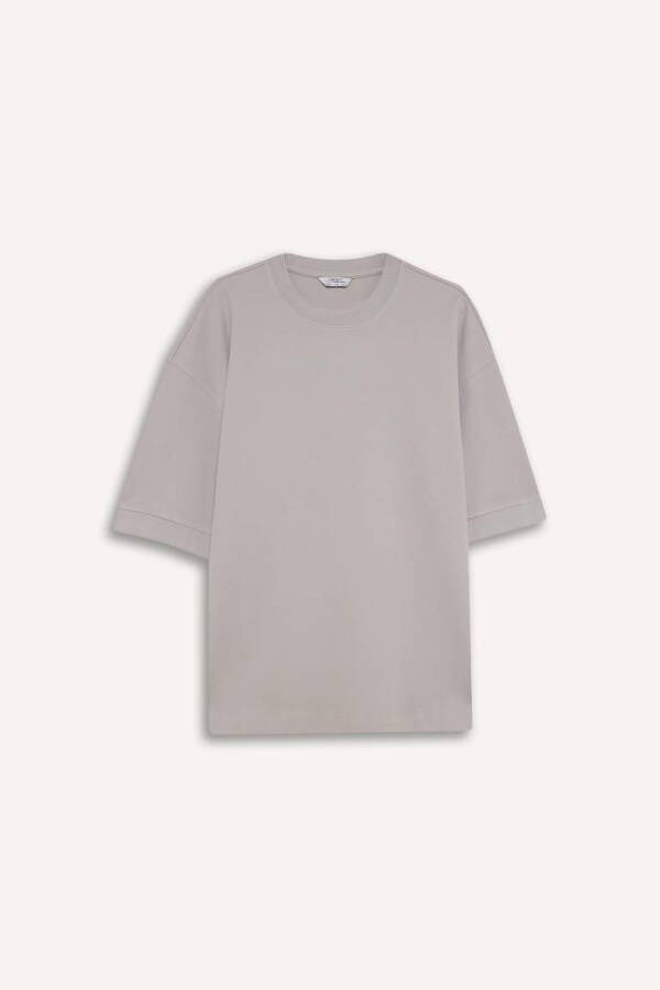 Loose Fit Crew Neck Short Sleeve Heavyweight T-Shirt Light Grey - 6