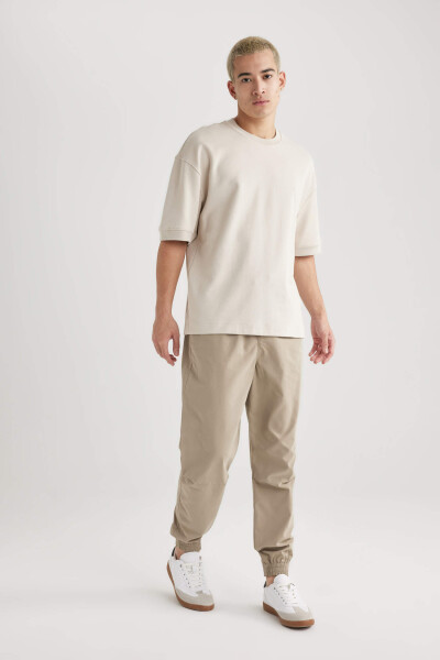 Loose Fit Crew Neck Short Sleeve Heavyweight T-Shirt Sand - 14