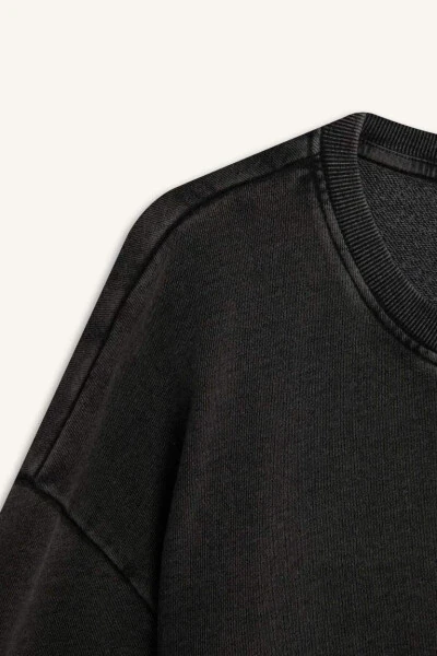 Loose Fit Crew Neck Washed Out Short Sleeve T-Shirt Anthracite - 8