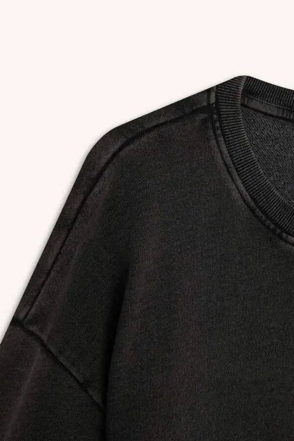 Loose Fit Crew Neck Washed Out Short Sleeve T-Shirt Anthracite - 8