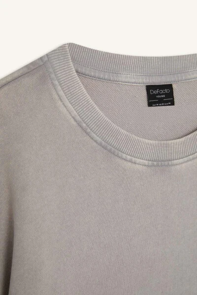 Loose Fit Crew Neck Washed Out Short Sleeve T-Shirt Grey - 8