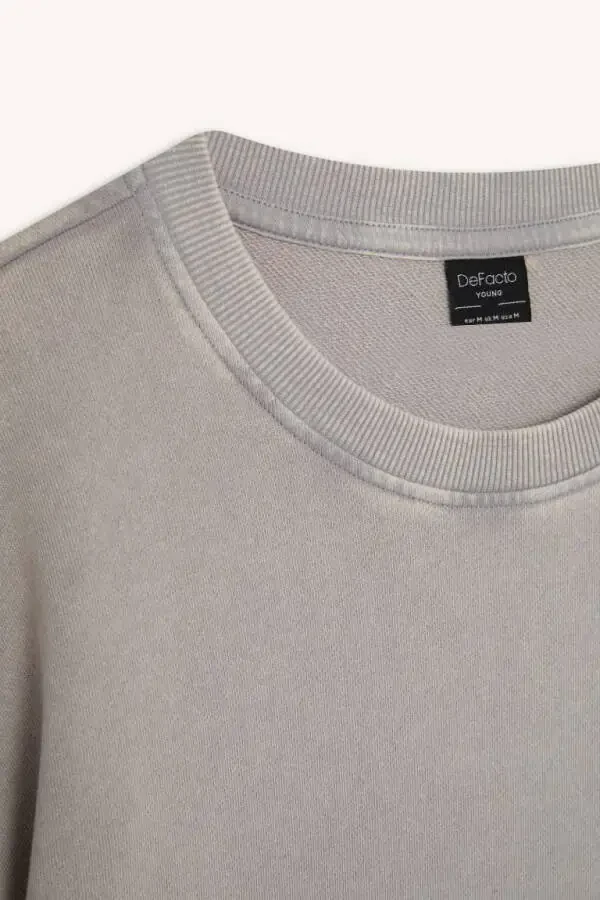 Loose Fit Crew Neck Washed Out Short Sleeve T-Shirt Grey - 8