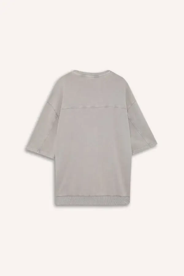 Loose Fit Crew Neck Washed Out Short Sleeve T-Shirt Grey - 9