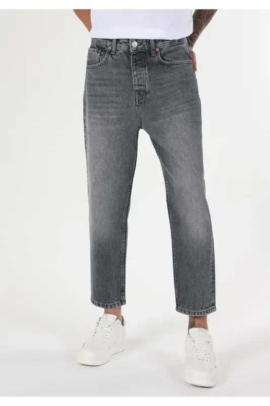 Loose fit, grey men's jeans. - 4