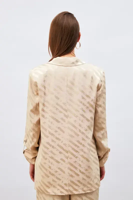 Loose Fit Jacket with Detailed Sleeves - Beige - 5