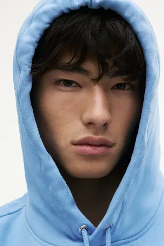 Loose Fit Kapüşonlu Üst-Açık mavi - 3