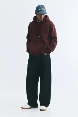 Loose Fit Kapüşonlu Üst - Bordo - H&M (1)