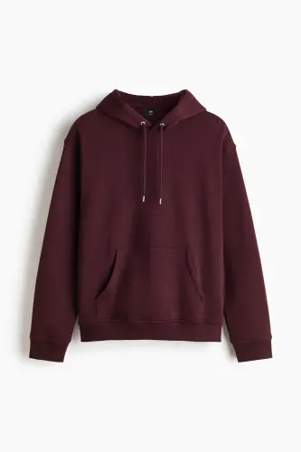 Loose Fit Kapüşonlu Üst - Bordo - 3