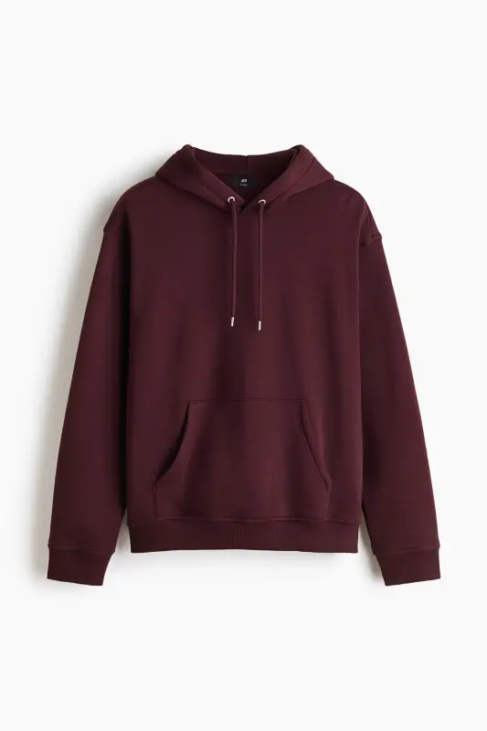 Loose Fit Kapüşonlu Üst - Bordo - 3