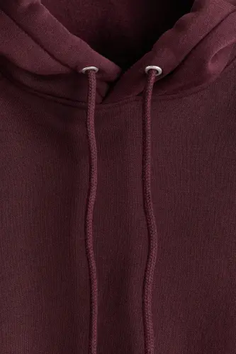 Loose Fit Kapüşonlu Üst - Bordo - 6