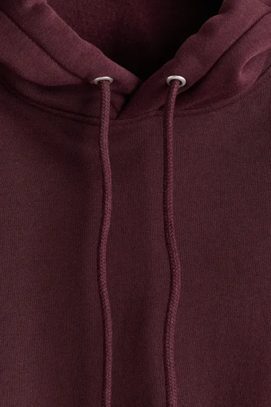 Loose Fit Kapüşonlu Üst - Bordo - 6